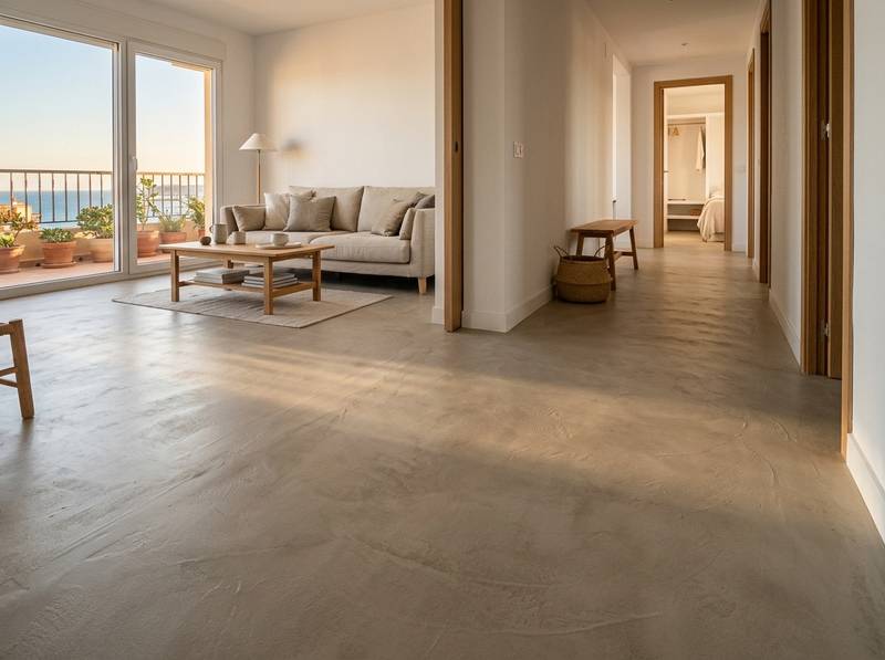 Salón con suelo continuo de microcemento, Albufereta